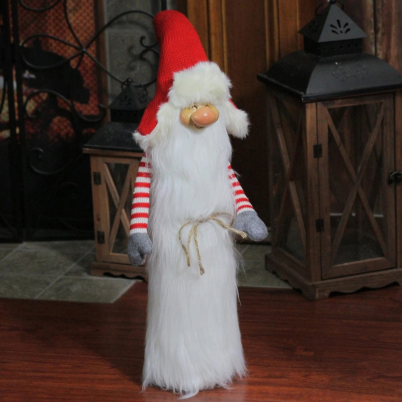 Northlight 35in Red And White Christmas Slim Santa With White Fur Suit And Red Hat Christmas Gnome