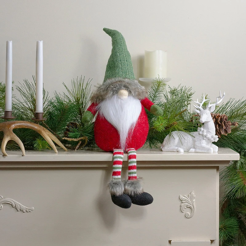 Northlight 25-Inch Plush Red And Green Sitting Tabletop Christmas Decoration Christmas Gnome