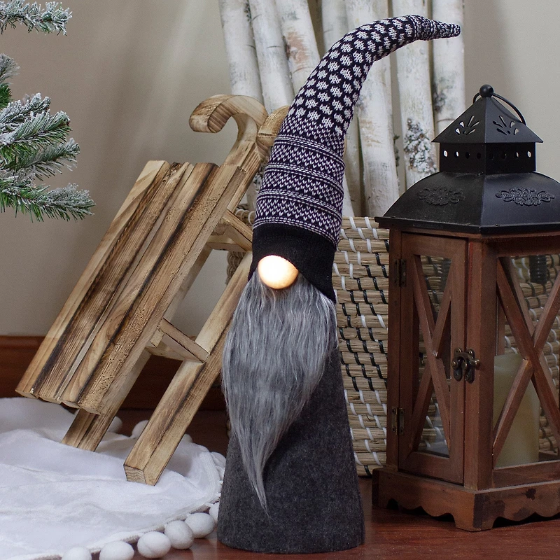 Northlight 20in Led Lighted Black And White Christmas Christmas Gnome