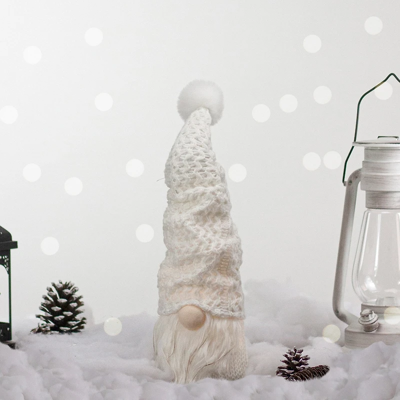 Northlight 16in Led Lighted White Knit Christmas Christmas Gnome