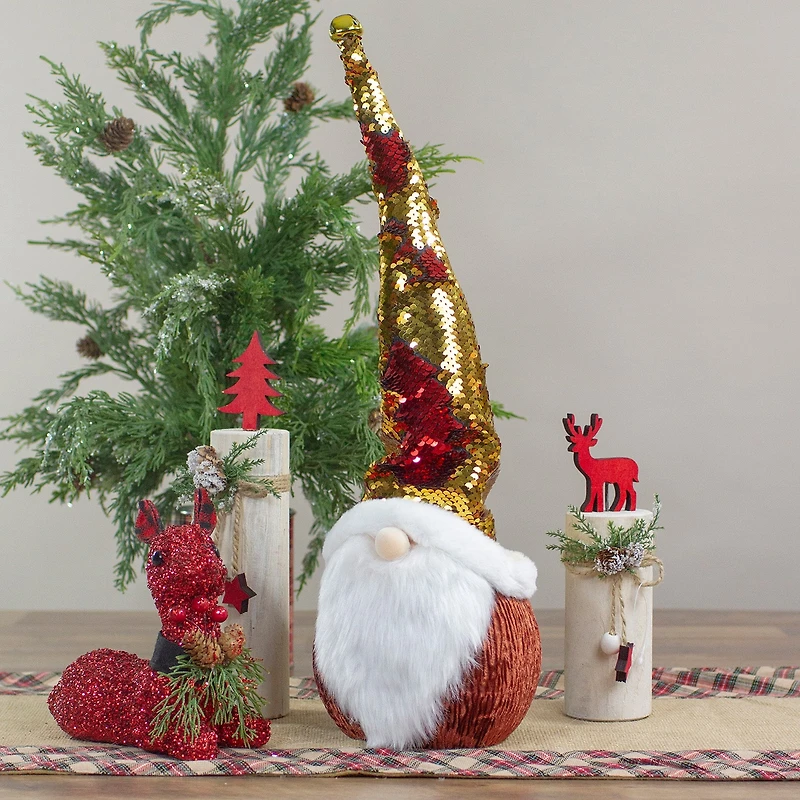 Northlight 20in Gold Sequin With A Pointed Winter Hat Christmas Tabletop Decor Christmas Santa Figurine