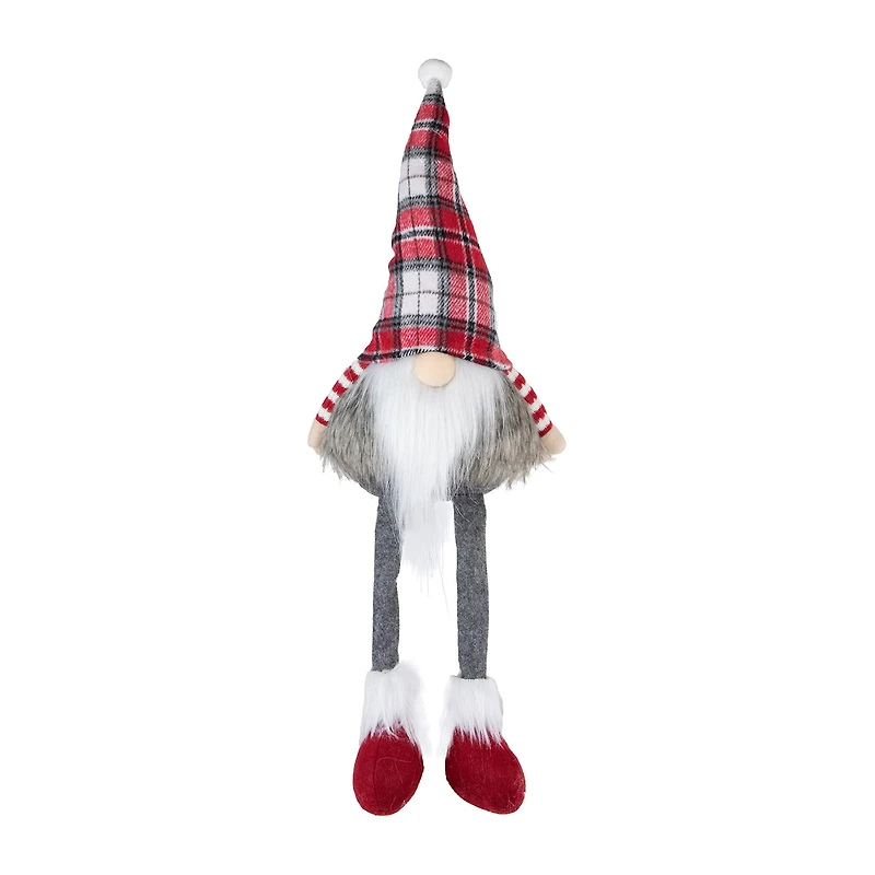 Northlight 20.5in Red Gray And White Plaid Sitting Christmas Decoration Christmas Gnome