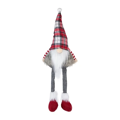 Northlight 20.5in Red Gray And White Plaid Sitting Christmas Decoration Christmas Gnome