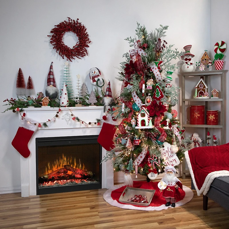 Northlight 20.5in Red Gray And White Plaid Sitting Christmas Decoration Christmas Gnome