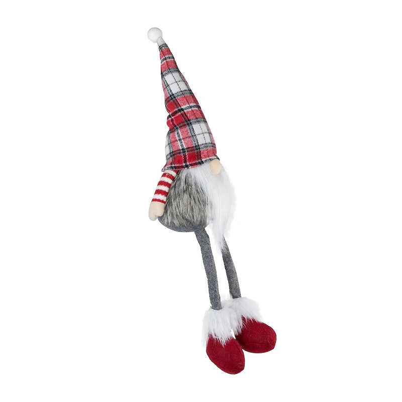 Northlight 20.5in Red Gray And White Plaid Sitting Christmas Decoration Christmas Gnome