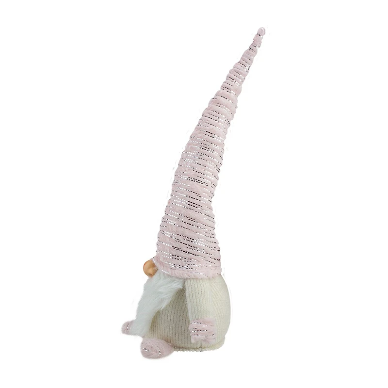 Northlight 16in Pink Ivory And Silver Plump Christmas Christmas Gnome