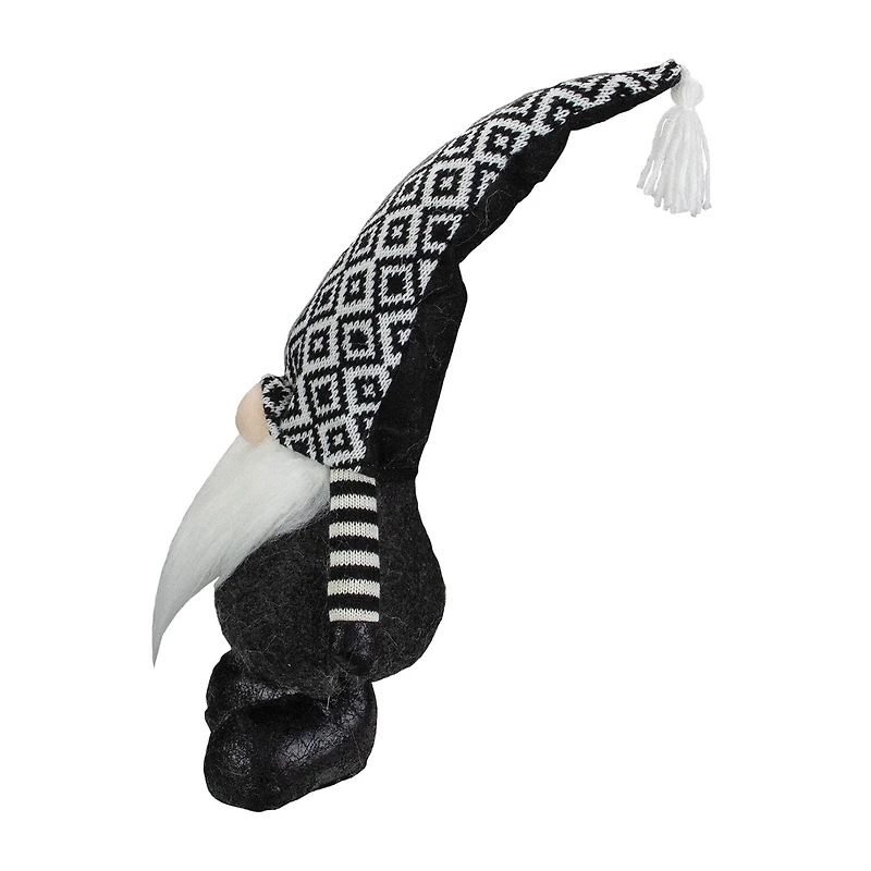 Northlight 17in Black And White Plush Knit Christmas Christmas Gnome