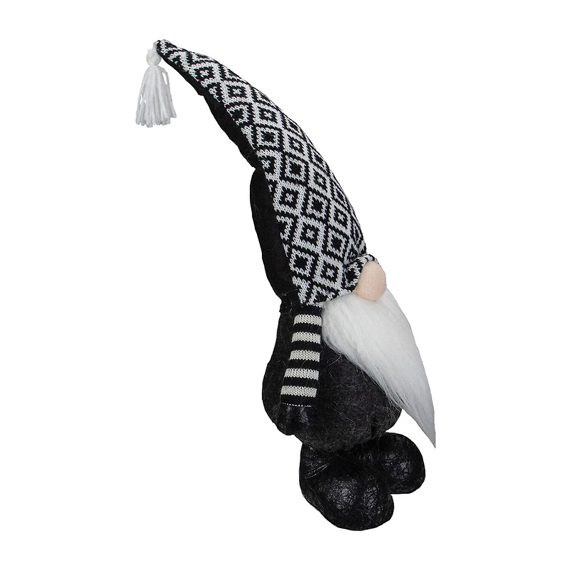 Northlight 17in Black And White Plush Knit Christmas Christmas Gnome