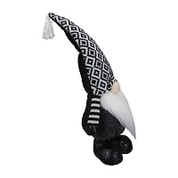 Northlight 17in Black And White Plush Knit  Christmas Christmas Gnome