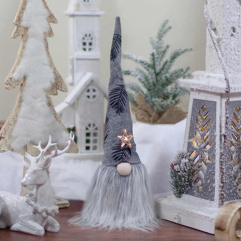 Northlight 16 Gray And Black Lighted Star  With Palm Leaves Christmas Decoration Christmas Gnome