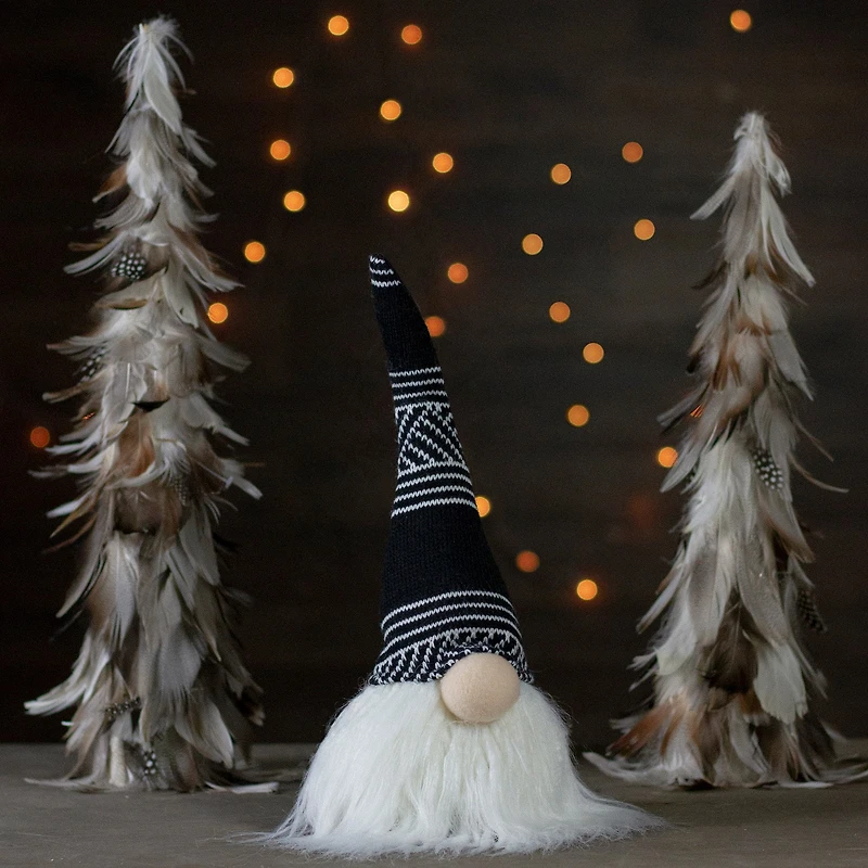 Northlight 12-Inch Black And White Plush Sitting Christmas Tabletop Decoration Christmas Gnome