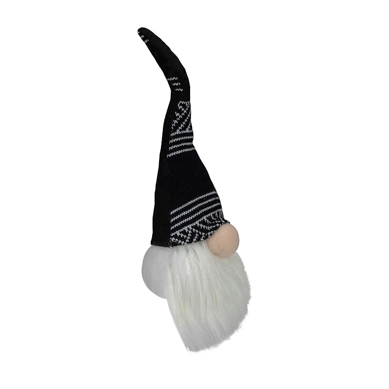 Northlight 12-Inch Black And White Plush Sitting Christmas Tabletop Decoration Christmas Gnome