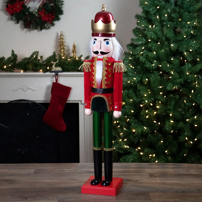 Northlight 35.5in Red And Green Velvet Wooden King Christmas Nutcracker
