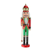 Northlight 24in Red And Green Wooden  King With Scepter Christmas Nutcracker
