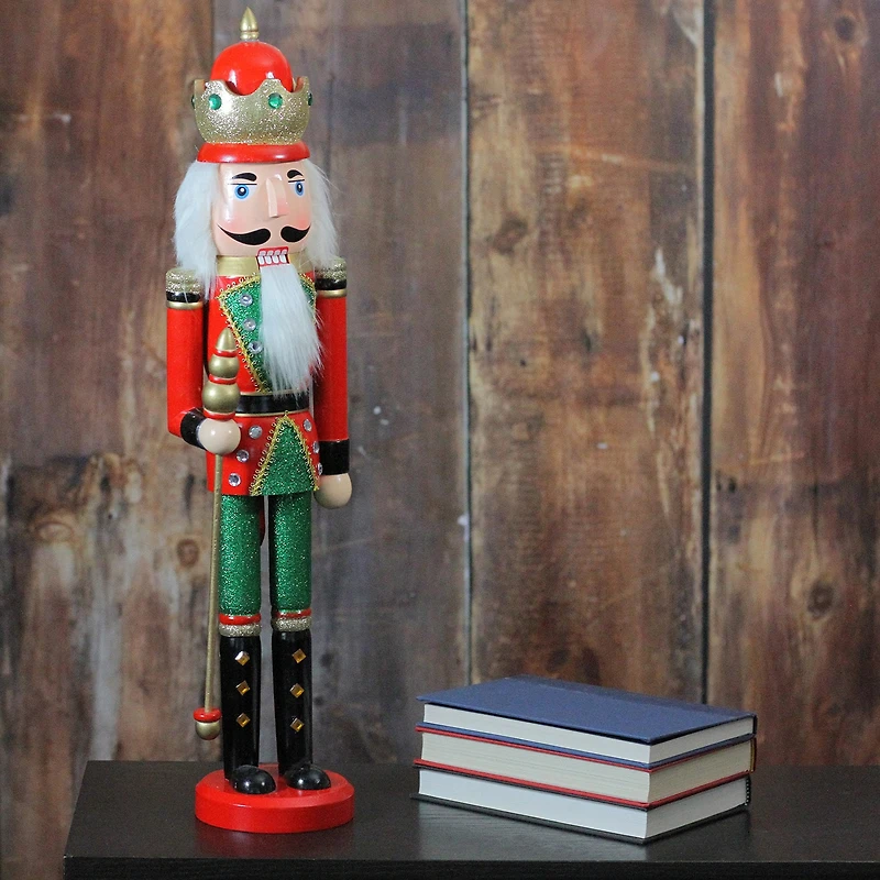 Northlight 24in Red And Green Wooden  King With Scepter Christmas Nutcracker