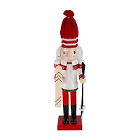 Northlight 14in Red And White Wooden Skiing Christmas Nutcracker