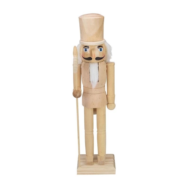 Northlight 15in Unfinished Paintable Wooden With Scepter Christmas Nutcracker