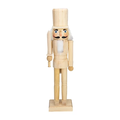 Northlight 15in Unfinished Paintable Wooden With Sword Christmas Nutcracker