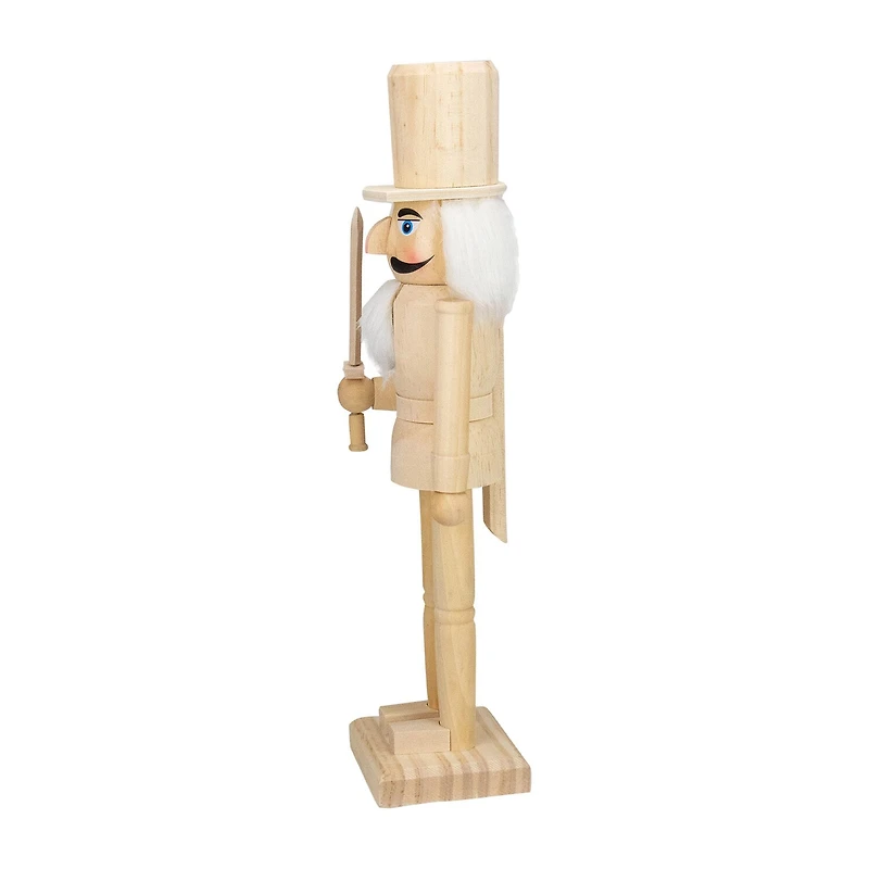 Northlight 15in Unfinished Paintable Wooden With Sword Christmas Nutcracker