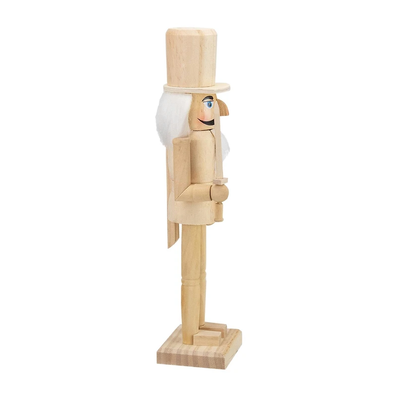 Northlight 15in Unfinished Paintable Wooden With Sword Christmas Nutcracker