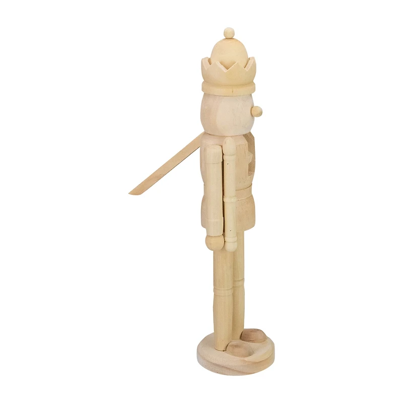 Northlight 14.75in Unfinished Paintable Wooden With A Crown Christmas Nutcracker