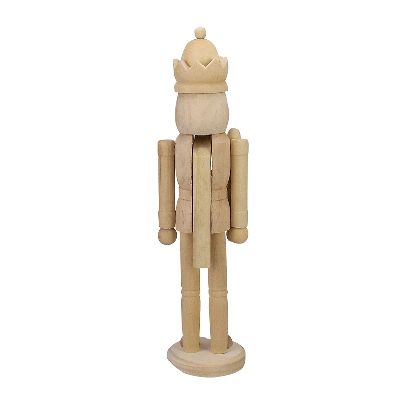 Northlight 14.75in Unfinished Paintable Wooden With A Crown Christmas Nutcracker