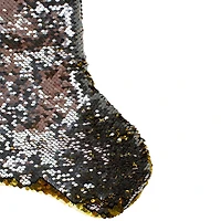 Northlight 22.75in Gold And Silver Reversible Sequined Christmas Stocking