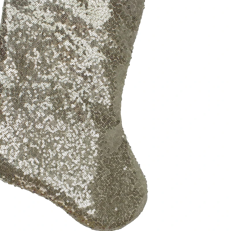 Northlight 22in Golden Metallic Sequined With Satin Cuff Christmas Stocking
