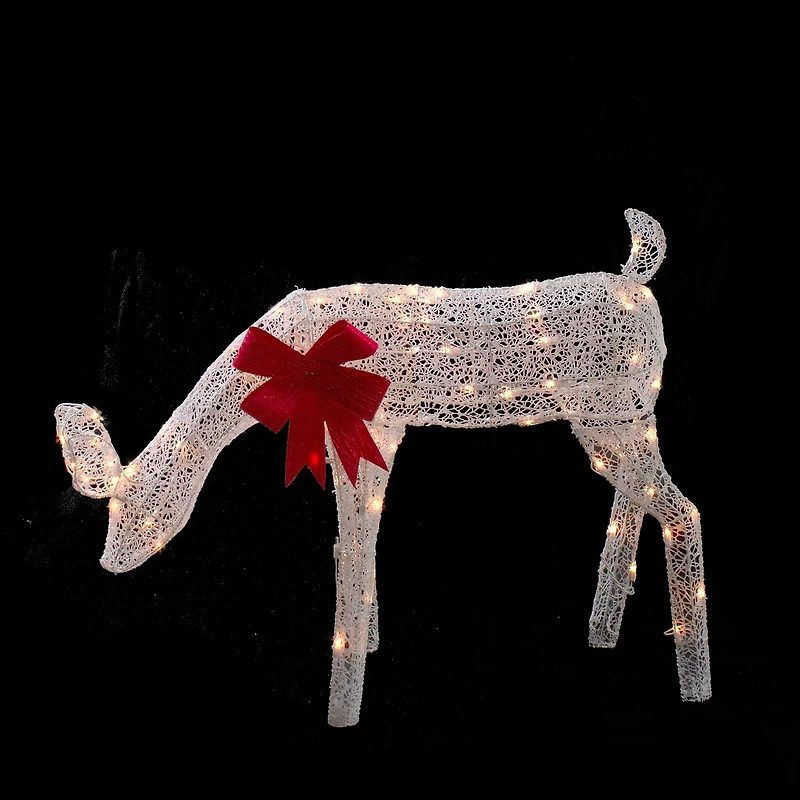 Northlight 37in Lighted White Mesh Feeding Doe Clear Lights Christmas Yard Art