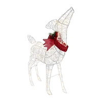 Northlight 35in Led Lighted Standing Reindeer With Bow Christmas Yard Art