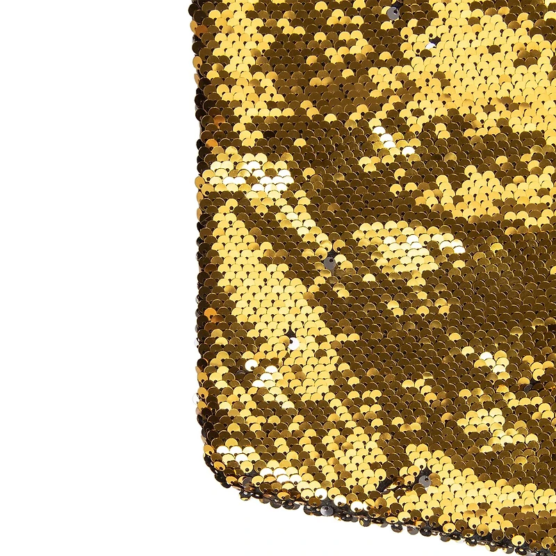 Northlight 19in Gold And Silver Sequin With White Faux Fur Cuff Christmas Stocking