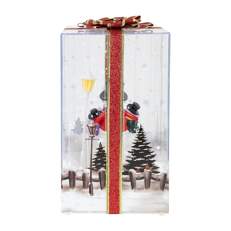 Northlight 12in And Musical Snowman Family Snowing Gift Box Christmas Decoration Snowman Christmas Snow Globe