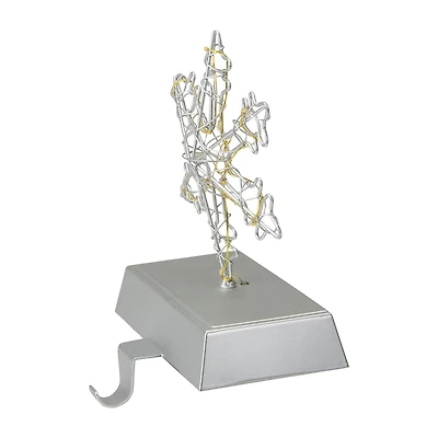 Northlight 7.5in Led Lighted Silver Wired Snowflake Christmas Stocking Holder
