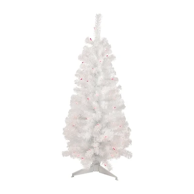Northlight White Slim Artificial Pink Lights 4 Foot Pre-Lit Pine Christmas Tree