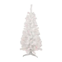 Northlight White Slim Artificial Pink Lights 4 Foot Pre-Lit Pine Christmas Tree
