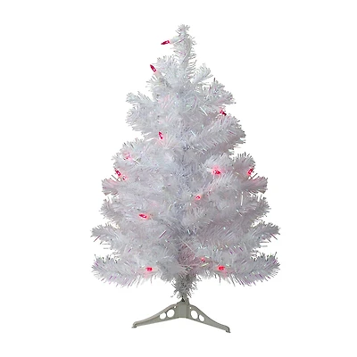 Northlight White Slim Artificial Pink Lights 2 Foot Pre-Lit Pine Christmas Tree