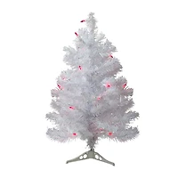 Northlight White Slim Artificial Pink Lights 2 Foot Pre-Lit Pine Christmas Tree