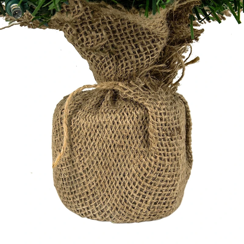 Northlight Two-Tone Green Artificial In Burlap Clear Led Lights 1 1/2 Feet Pre-Lit Pine Christmas Tree
