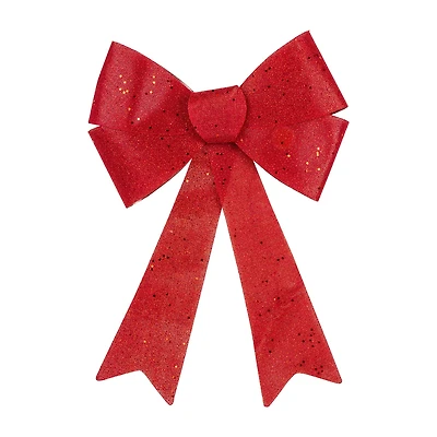Northlight 16in Led Lighted Red Burlap Bow Christmas Decoration With Color Changing Lights Ribbon