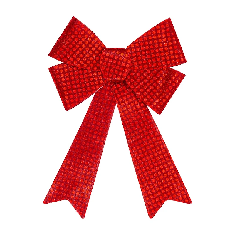 Northlight 17.5in Led Lighted Red Sequin Bow Christmas Decoration Indoor Ribbon