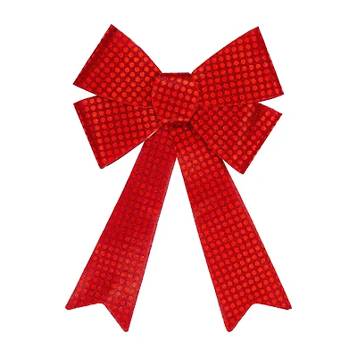 Northlight 17.5in Led Lighted Red Sequin Bow Christmas Decoration Indoor Ribbon