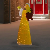 Northlight 72in Lighted 2d Yellow Chenille Angel Christmas Yard Art