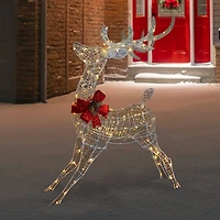 Northlight 56in Led Lighted Reindeer With Glitter Bow Christmas Yard Art