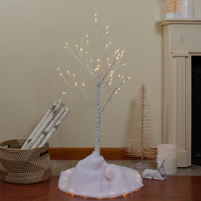 Northlight 4ft Led Lighted White Birch Tree White Lights Christmas Yard Art