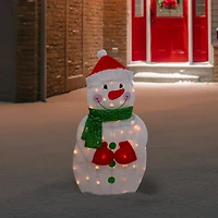 Northlight 32in Lighted 2d Chenille Snowman With Scarf Christmas Yard Art