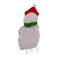 Northlight 32in Lighted 2d Chenille Snowman With Scarf Christmas Yard Art