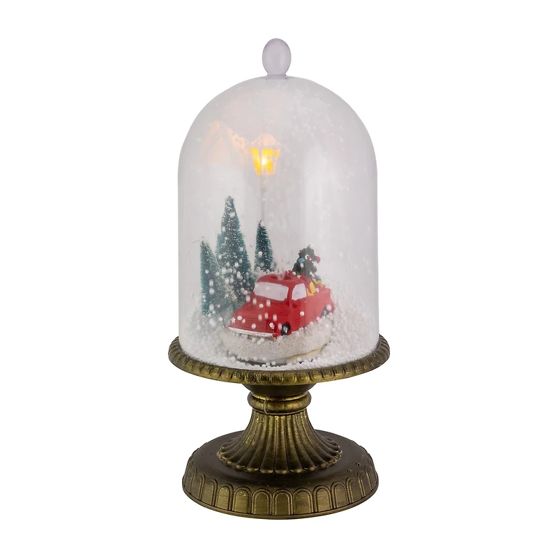 Northlight 13.5in Led Snowing Musical Retro Truck Under Cloche Christmas Decoration Christmas Snow Globe