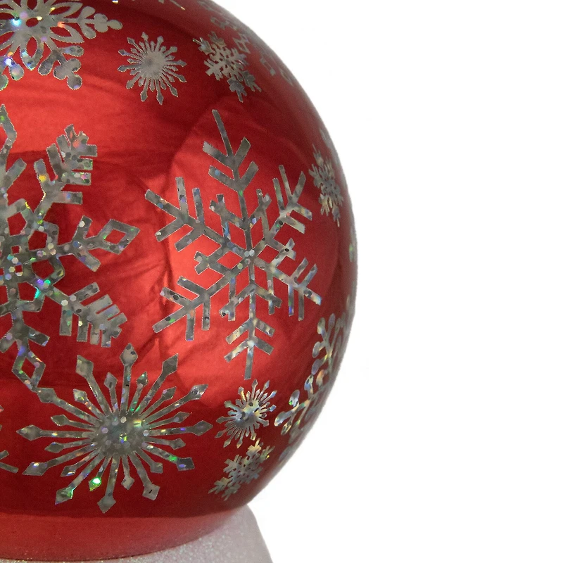 Northlight 6.5in Led Shiny Red Snowflake Water Tabletop Decoration Christmas Snow Globe