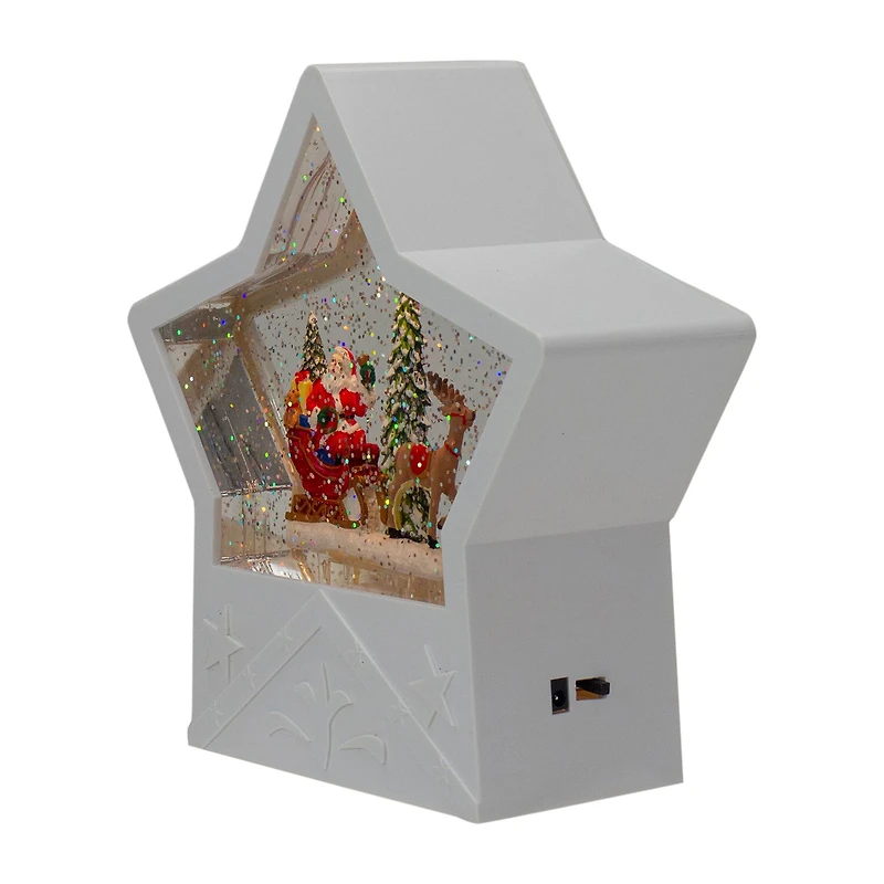 Northlight 7 In White Star Santa Christmas Snow Globe