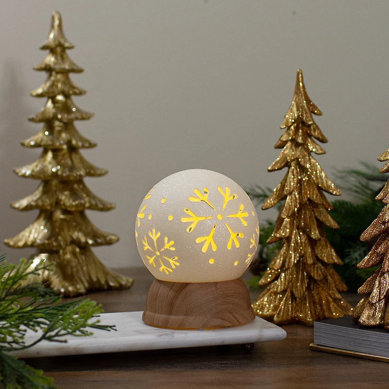 Northlight 6.5in White And Brown With Snowflakes Christmas Tabletop Decor